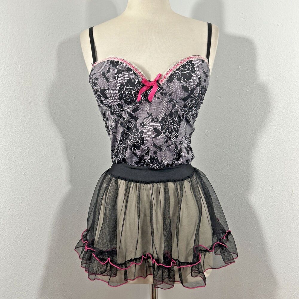 Rampage Intimates Slip Dress ‎ Womens M Lace Babydoll Lingerie Fairycore